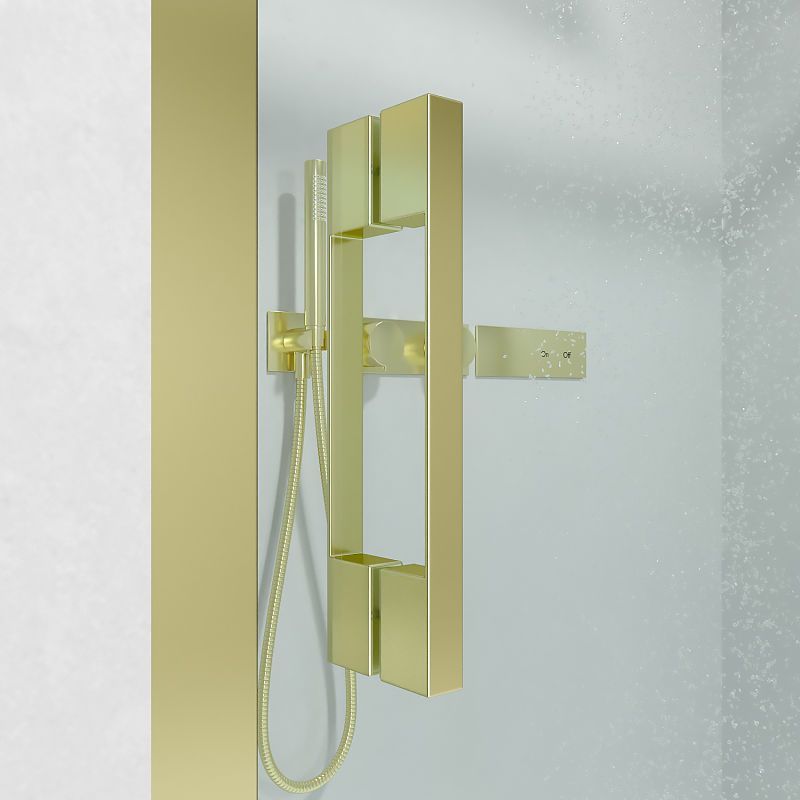 Mampara de ducha frontal FLARE 1 fijo -1 puerta corredera. Sin perfil inferior. Con tratamiento anti-cal . Acabado ORO MATE - Imagen 2