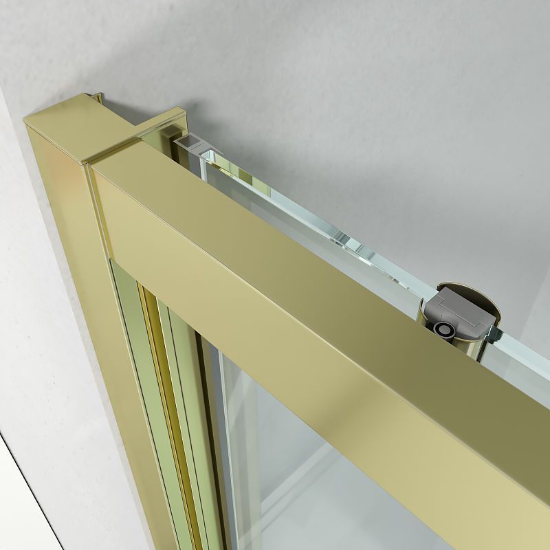 Mampara de ducha frontal FLARE 1 fijo -1 puerta corredera. Sin perfil inferior. Con tratamiento anti-cal . Acabado ORO MATE - Imagen 7