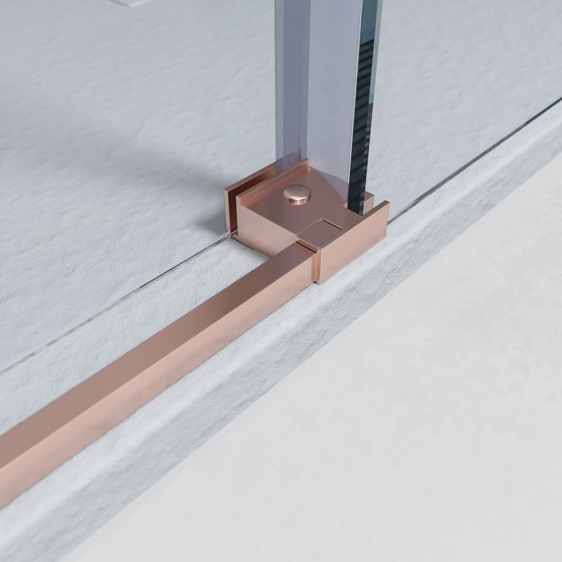 Mampara de ducha rectangular FLARE apertura angular 2 fijos-2 puertas correderas. Sin perfil inferior. Con tratamiento anti-cal. Acabado ORO ROSA - Imagen 4