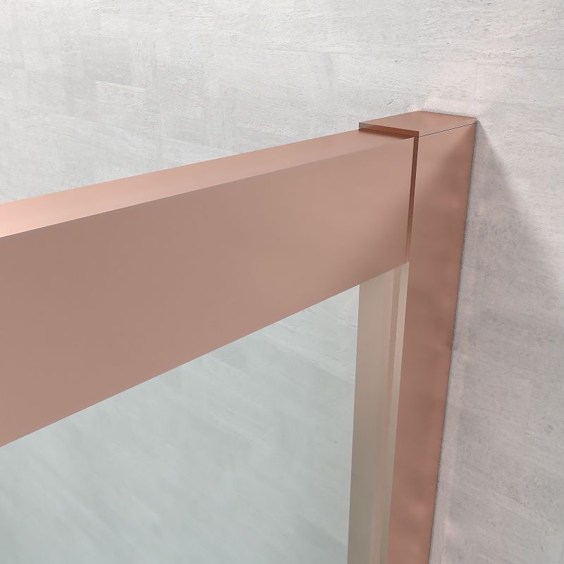Mampara de ducha rectangular FLARE apertura angular 2 fijos-2 puertas correderas. Sin perfil inferior. Con tratamiento anti-cal. Acabado ORO ROSA - Imagen 3