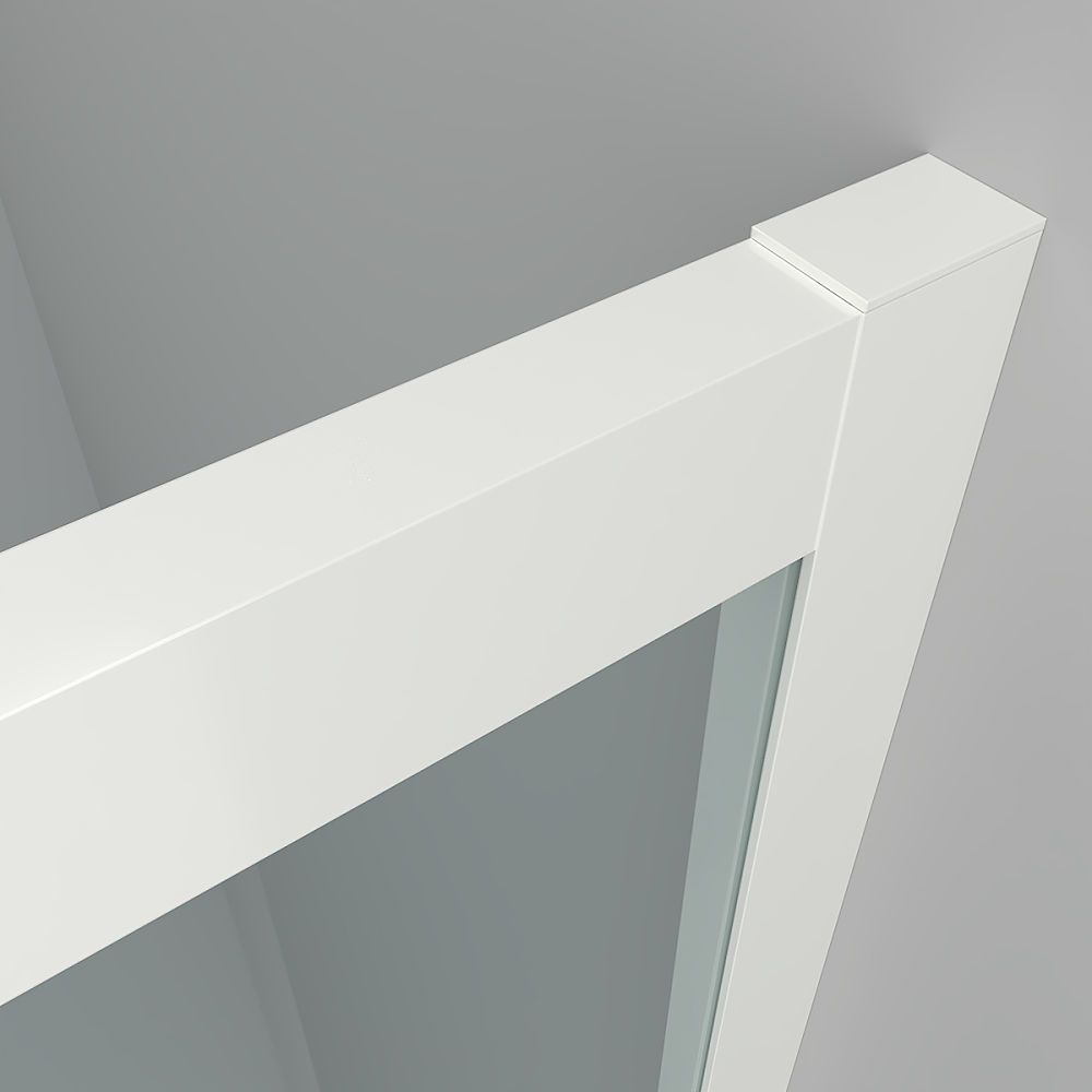 Mampara de ducha frontal FLARE 2 fijos -2 puertas correderas decorado industrial. Sin perfil inferior. Con tratamiento anti-cal. Acabado BLANCO MATE - Imagen 6