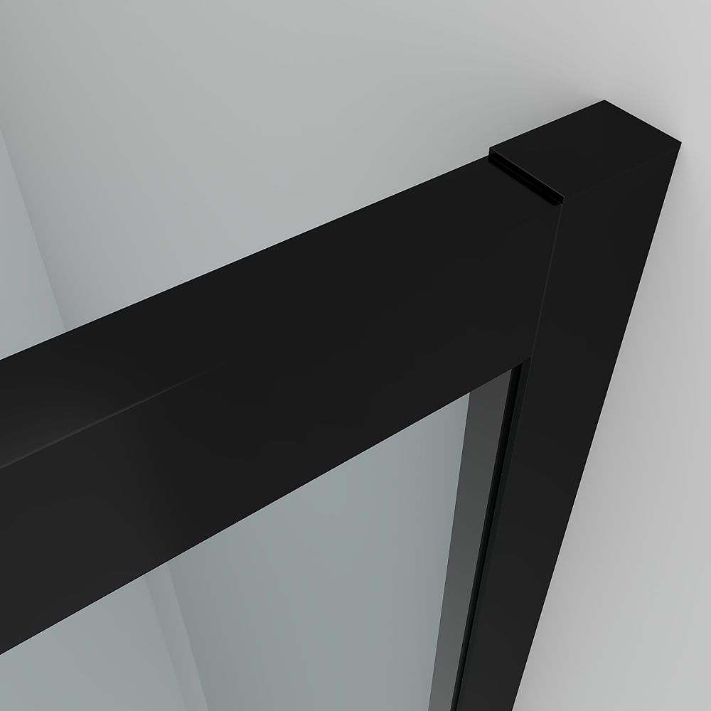 Mampara de ducha rectangular FLARE apertura angular 2 fijos-2 puertas correderas. Sin perfil inferior. Con tratamiento anti-cal. Acabado NEGRO MATE - Imagen 7