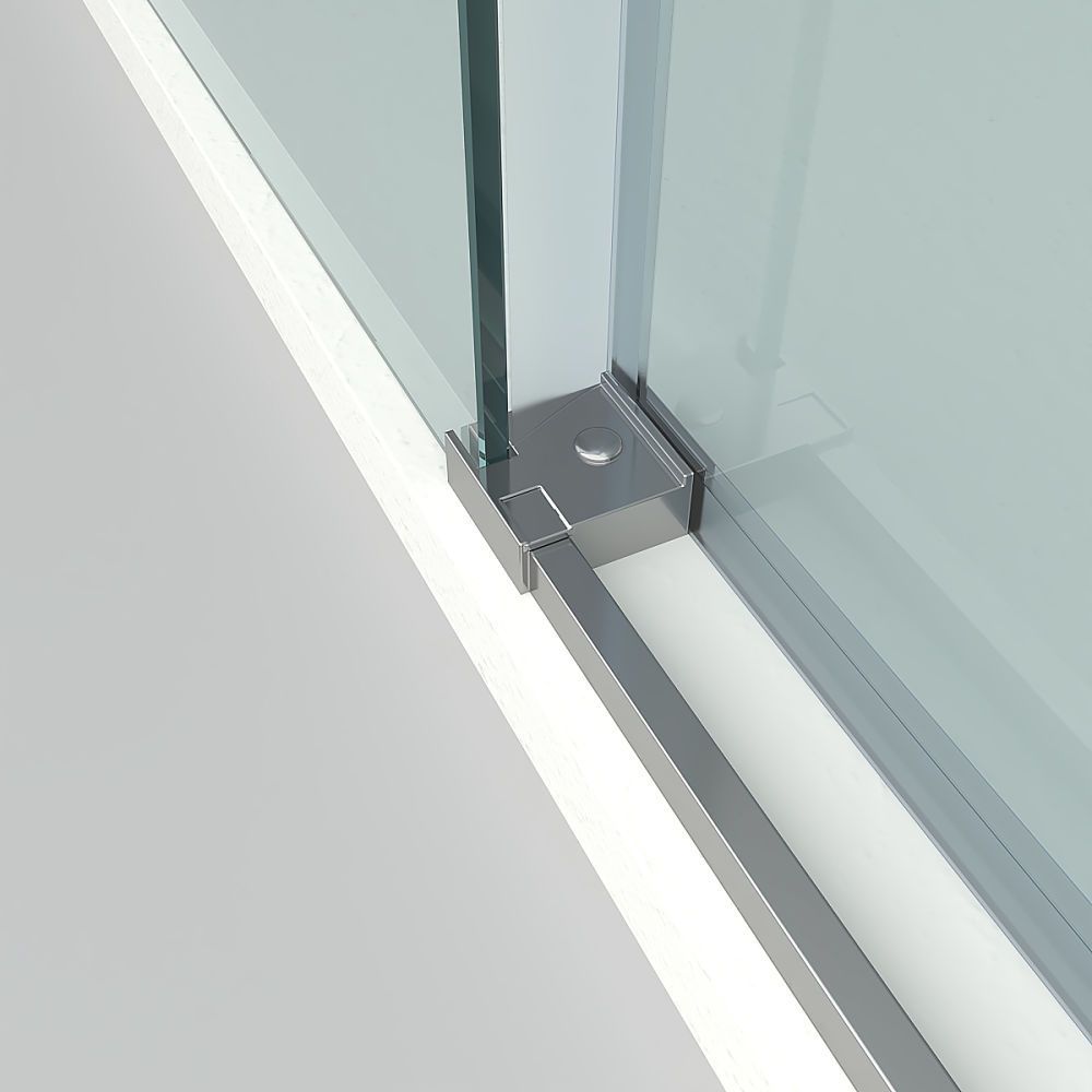 Mampara de ducha frontal FLARE 1 fijo -1 puerta corredera. Sin perfil inferior. Acabado CROMO BRILLO - Imagen 2