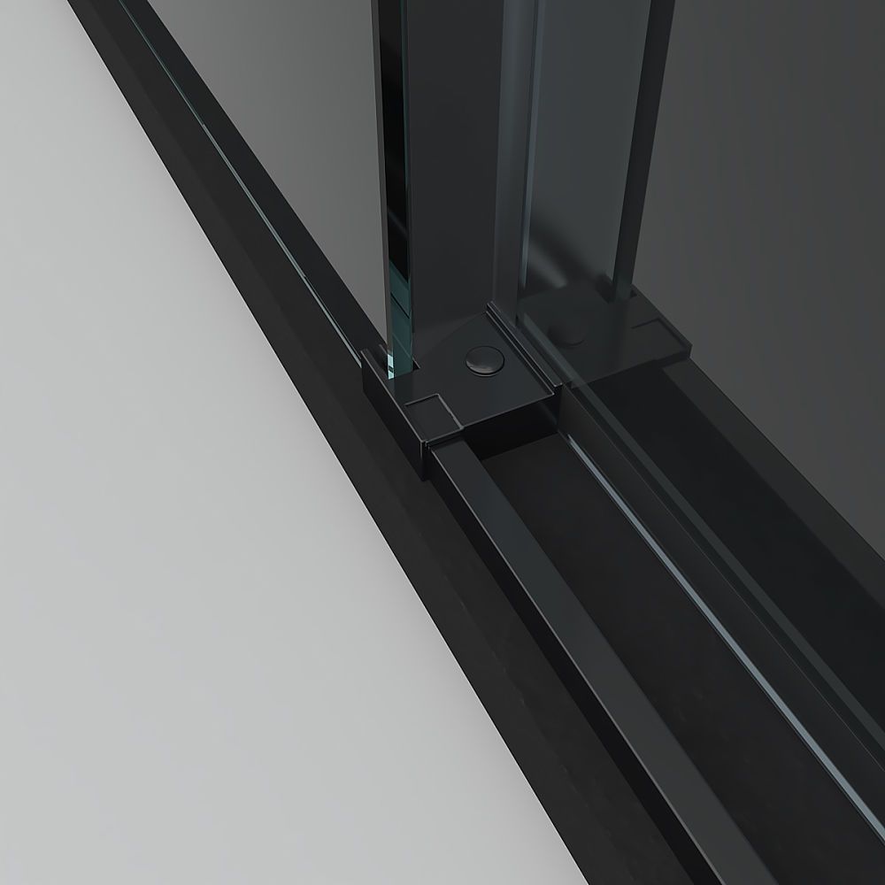 Mampara de ducha frontal FLARE 2 fijos -2 puertas correderas. Sin perfil inferior. Con tratamiento anti-cal . Acabado NEGRO MATE - Imagen 5