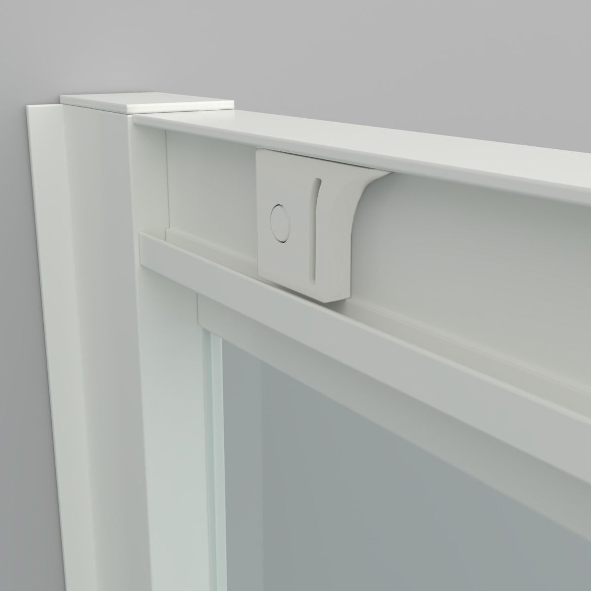 Mampara de ducha frontal FLARE 2 fijos -2 puertas correderas decorado industrial. Sin perfil inferior. Con tratamiento anti-cal. Acabado BLANCO MATE - Imagen 2