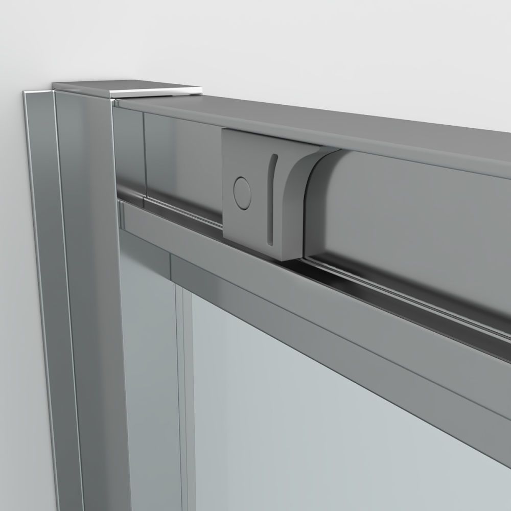 Mampara de ducha frontal FLARE 1 fijo -1 puerta corredera. Sin perfil inferior. Acabado CROMO BRILLO - Imagen 4