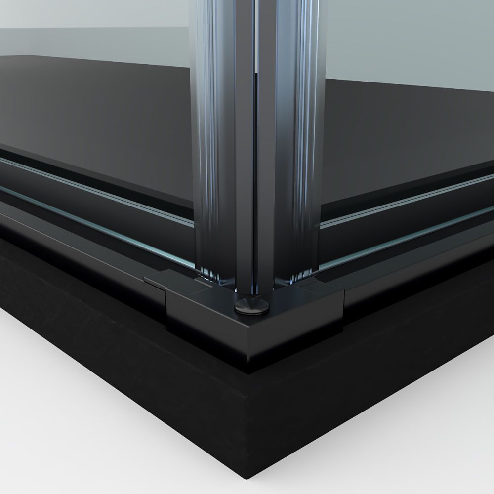 Mampara de ducha rectangular FLARE apertura angular 2 fijos-2 puertas correderas. Sin perfil inferior. Con tratamiento anti-cal. Acabado NEGRO MATE - Imagen 3