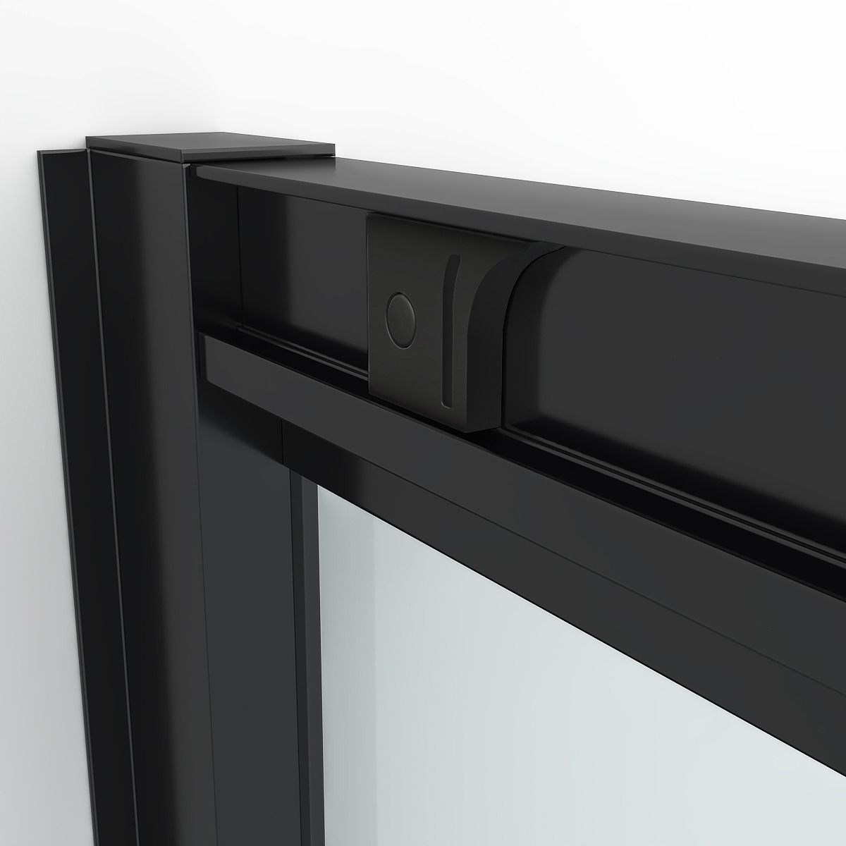 Mampara de ducha frontal FLARE 2 fijos -2 puertas correderas decorado industrial. Sin perfil inferior. Con tratamiento anti-cal. Acabado NEGRO MATE - Imagen 2