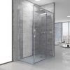 Mampara de ducha rectangular FLARE apertura frontal 1 fijo-1 puerta corredera+ 1 fijo . Sin perfil inferior. Con tratamiento anti-cal. Acabado CROMO BRILLO