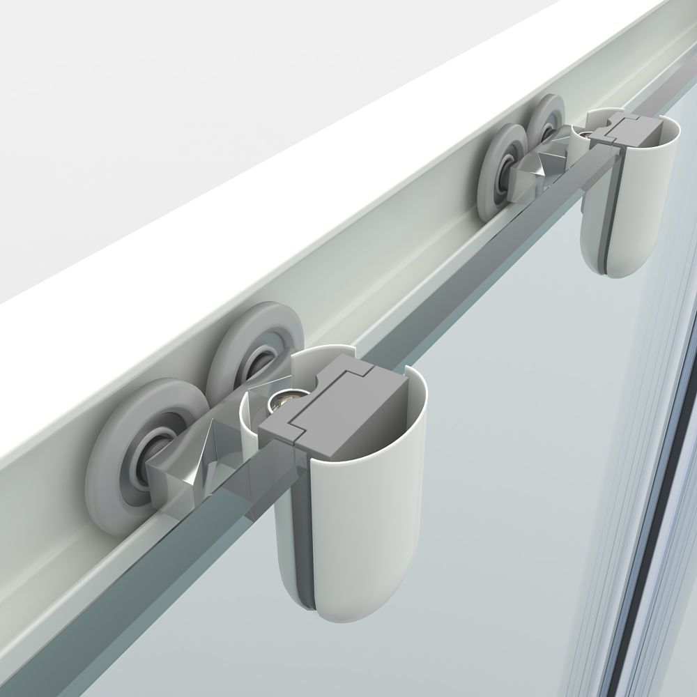 Mampara de ducha frontal FLARE 2 fijos -2 puertas correderas decorado industrial. Sin perfil inferior. Con tratamiento anti-cal. Acabado BLANCO MATE - Imagen 3