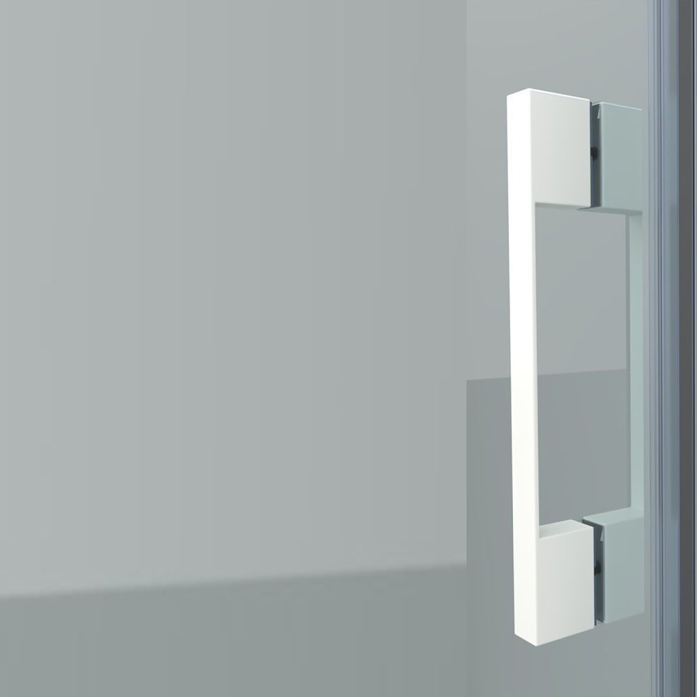 Mampara de ducha frontal FLARE 1 fijo -1 puerta corredera. Sin perfil inferior. Con tratamiento anti-cal . Acabado BLANCO MATE - Imagen 5