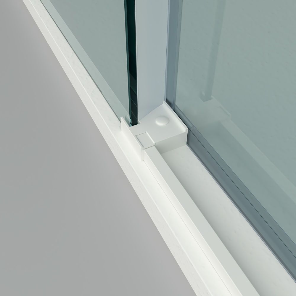 Mampara de ducha frontal FLARE 2 fijos -2 puertas correderas. Sin perfil inferior. Acabado BLANCO MATE - Imagen 5