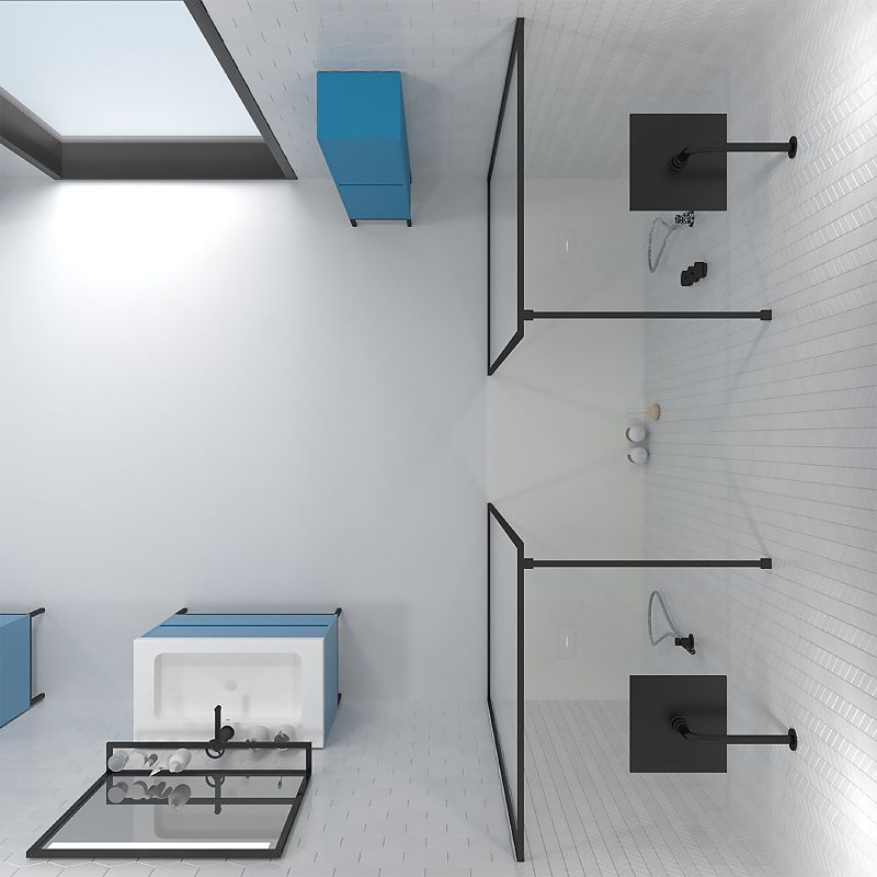 Fijo de ducha a medida mampara LINE con perfileria enmarcada - Vidrio 4 MM con tratamiento anti-cal incluido- Brazo sujección acero inox. - Imagen 6