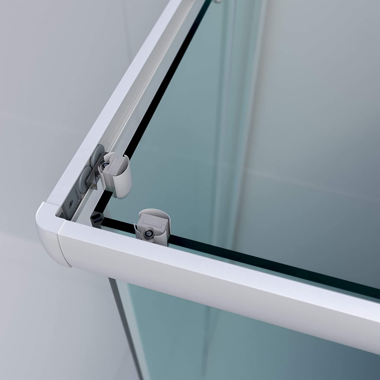 Mampara de ducha cuadrada TEMPO apertura angular 2 fijos-2 puertas correderas. Con tratamiento anti-cal.Acabado BLANCO MATE - Imagen 2