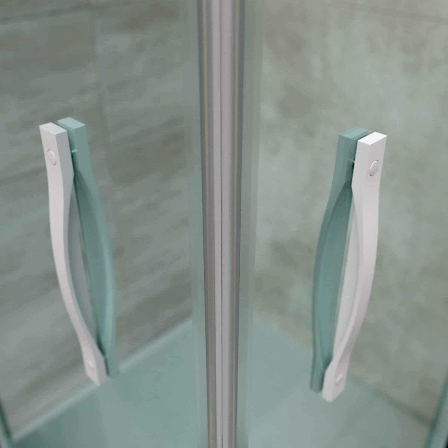 Mampara de ducha cuadrada TEMPO apertura angular 2 fijos-2 puertas correderas. Con tratamiento anti-cal.Acabado BLANCO MATE - Imagen 4